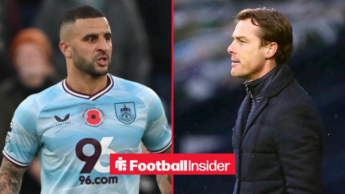 Kyle Walker in action for Burnley with Scott Parker in a circular inset