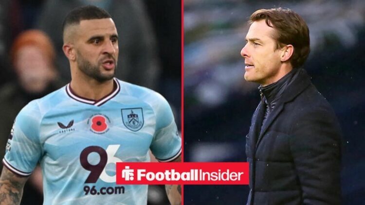 Kyle Walker in action for Burnley with Scott Parker in a circular inset