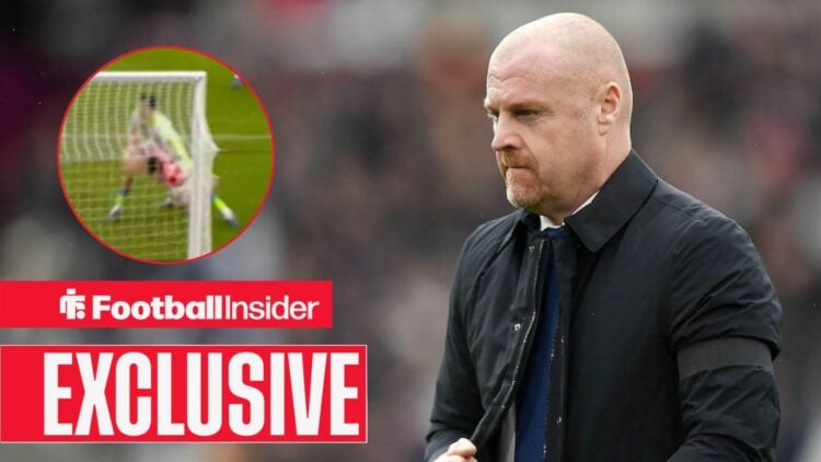 Sean Dyche on the touchline, Morgan Gibbs-White versus Nico O'Reilly in a circular inset