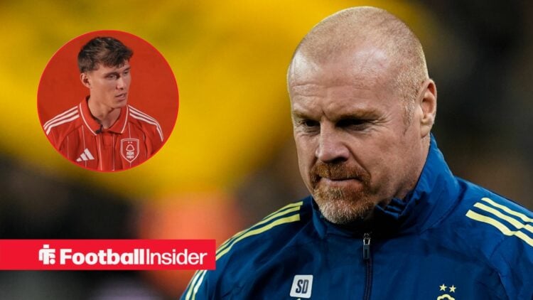 Sean Dyche as Nottingham Forest boss, Nicolo Savona in a circular inset