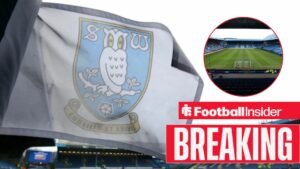 Breaking news as a Sheffield Wednesday corner flag features as the main image, with Hillsborough in a circular inset.
