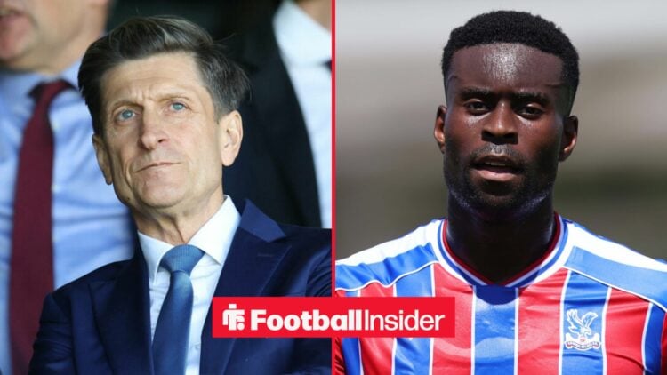Steve Parish in the stands at Selhurst Park, with Marc Guehi in action for Crystal Palace