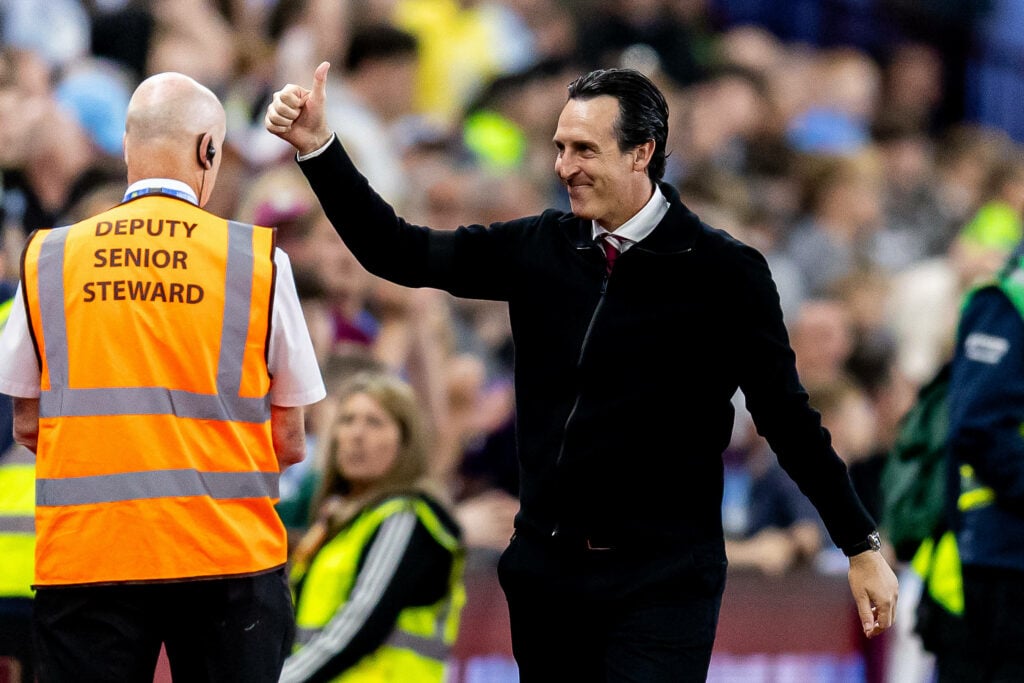 Aston Vila manager Unai Emery puts his thumb up