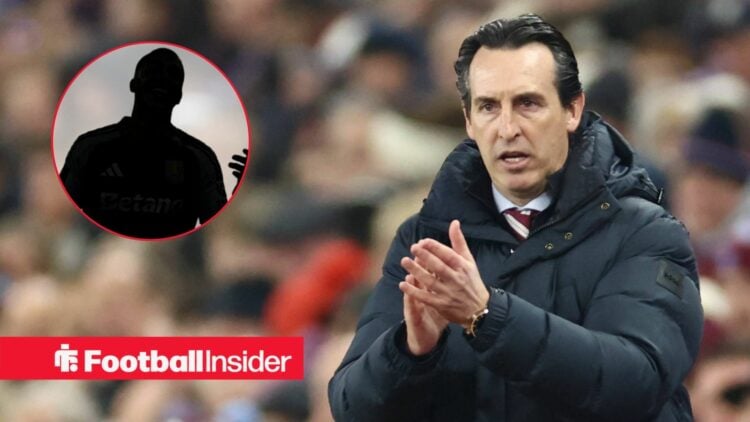 Unai Emery clapping, Youri Tielemans' silhouette in a circular inset