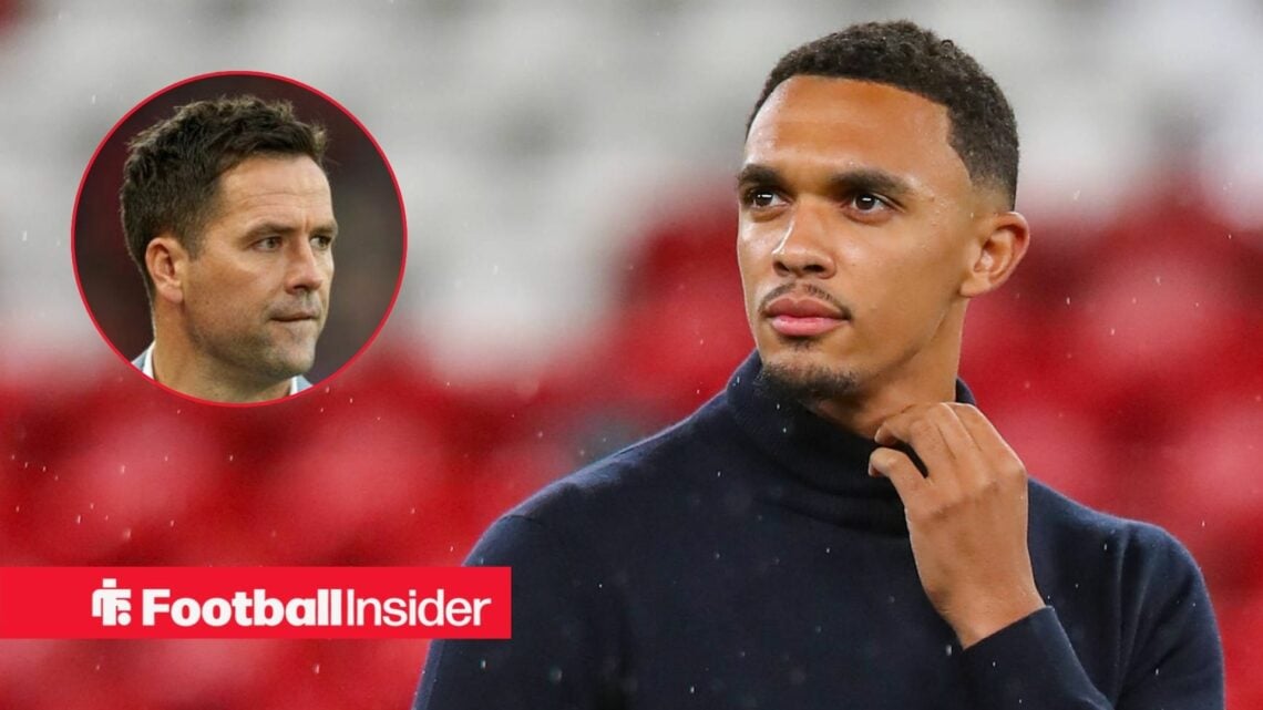 Real Madrid defender Trent Alexander-Arnold with pundit Michael Owen inset