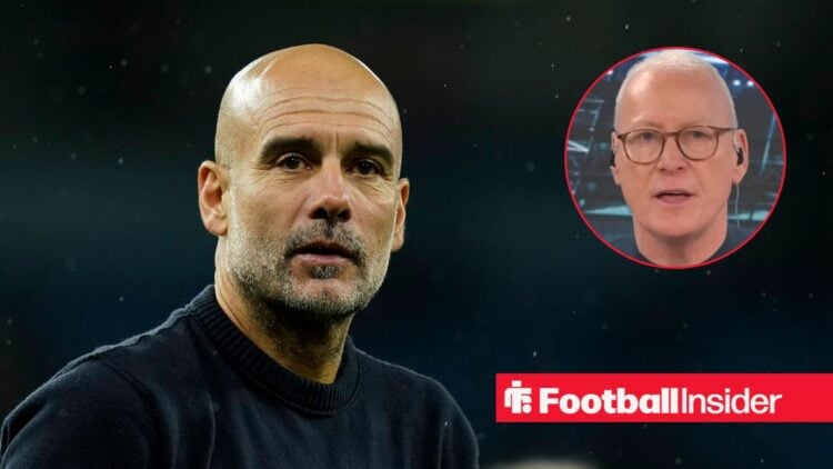 Man City manager Pep Guardiola with talkSPORT presenter Jim White