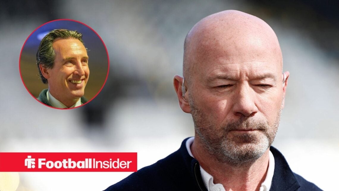 Former Newcastle United striker Alan Shearer with Unai Emery smiles inset