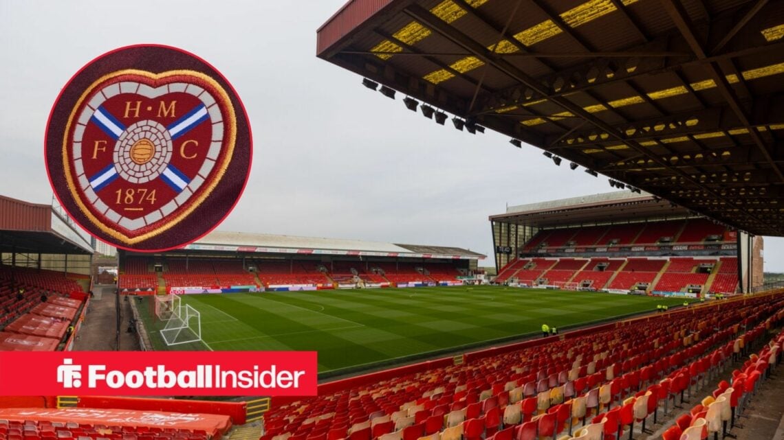 Pittodrie Stadium wirth Hearts badge in circle
