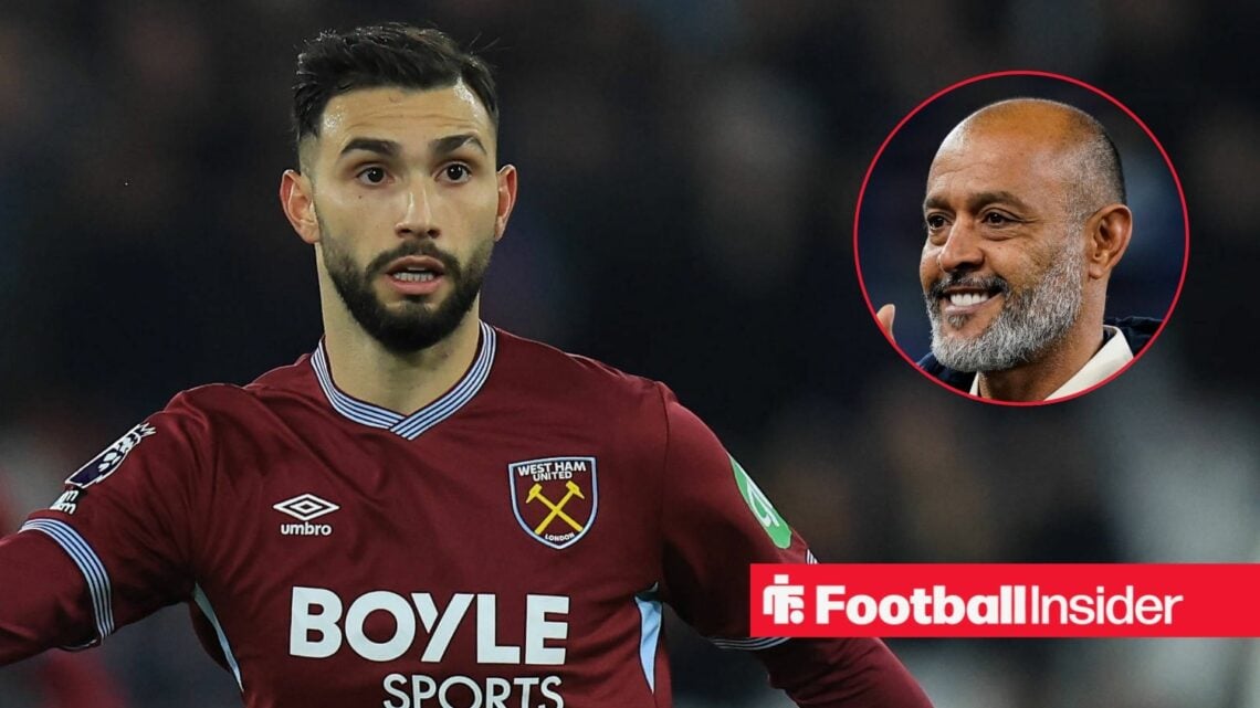 West Ham striker Taty Castellanos with Nuno Espirito Santo