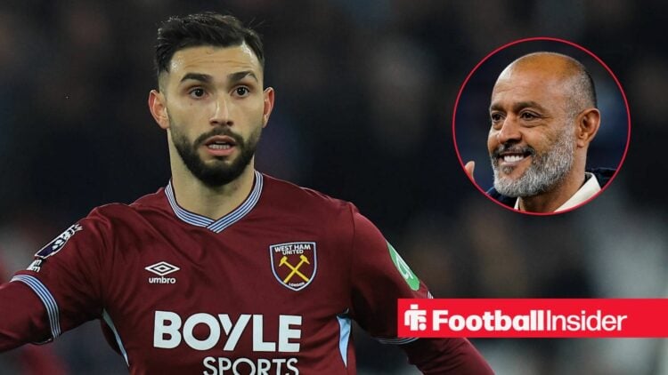 West Ham striker Taty Castellanos with Nuno Espirito Santo