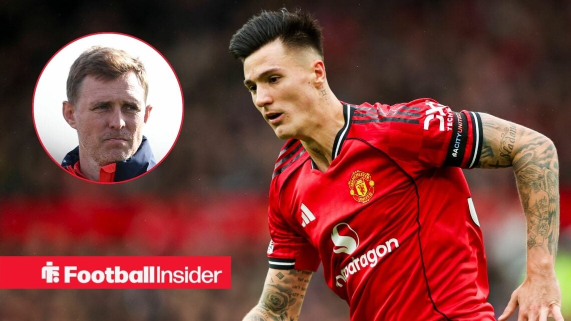 Manchester United striker Benjamin Sesko with Darren Fletcher inset