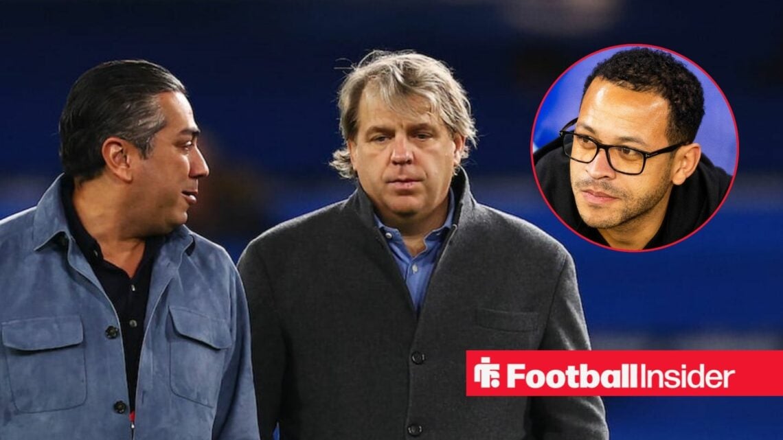 Todd Boehly and Behdad Egbhali with Chelsea manager Liam Rosenior inset