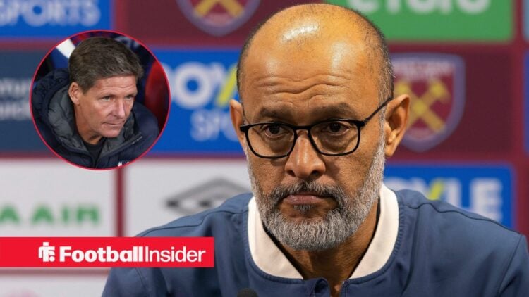 Nuno Espirito Santo looking at Oliver Glasner in circle