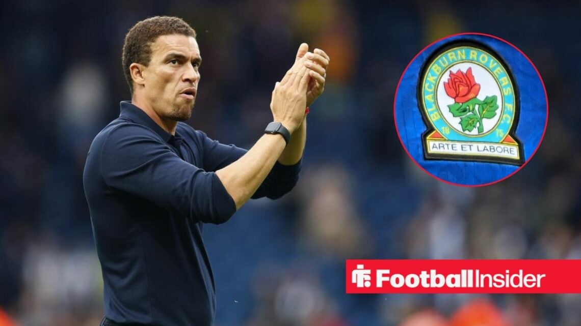Valerien Ismael clapping with Blackburn badge in circle
