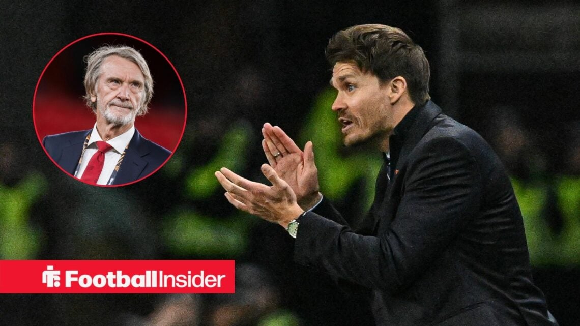 Danny Rohl clapping with Jim Ratcliffe in circle