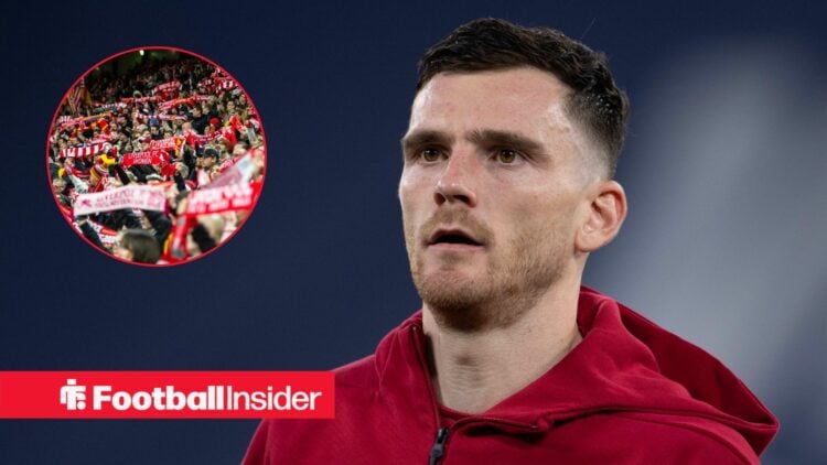 Andy Robertson looking at Liverpool fans in circle