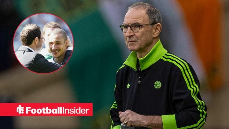 Celtic manager Martin O'Neill with Henrik Larsson inset