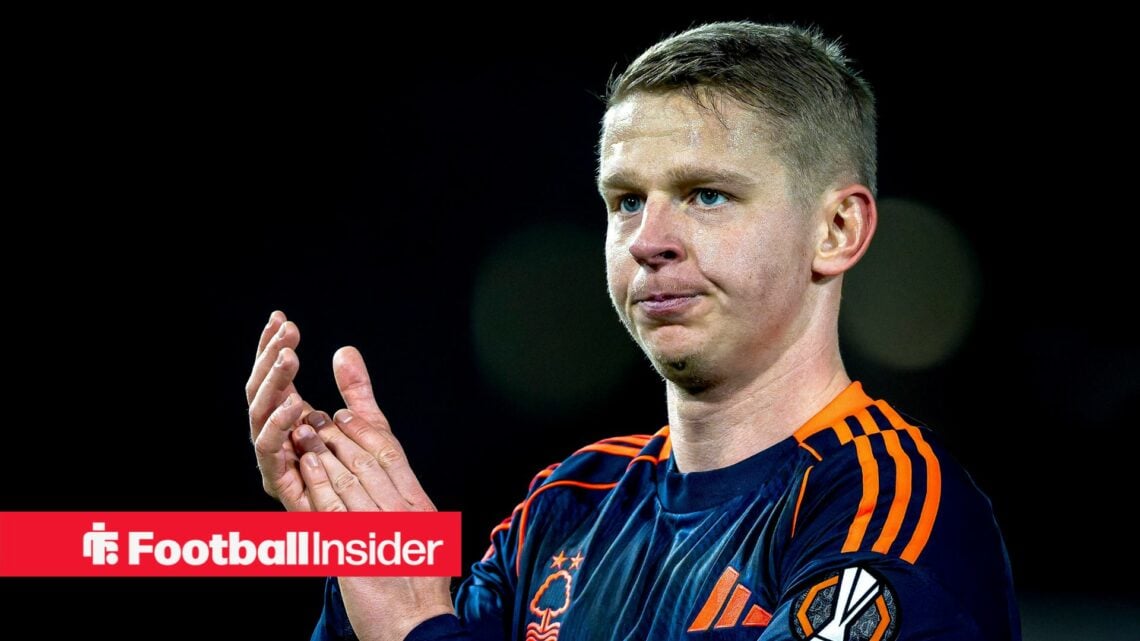 Nottingham Forest defender Oleksandr Zinchenko claps