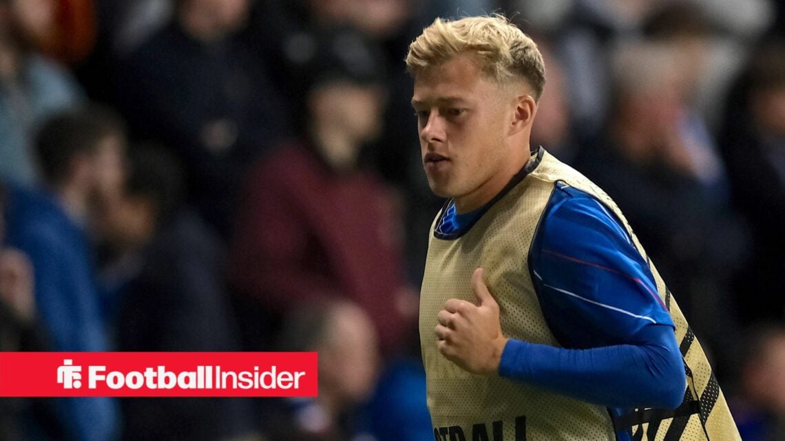 Connor Barron warming up for Rangers