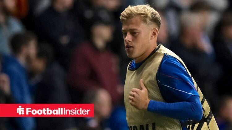 Connor Barron warming up for Rangers