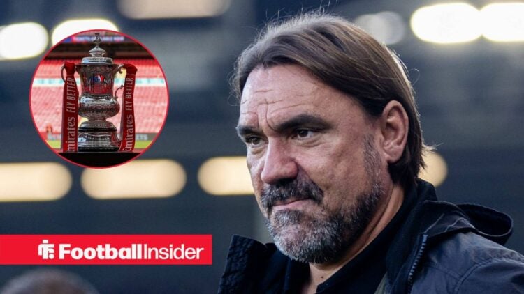 Daniel Farke looking at FA Cup in circle