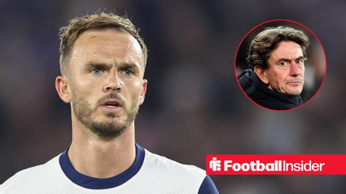 James Maddison looking at Thomas Frank in circle