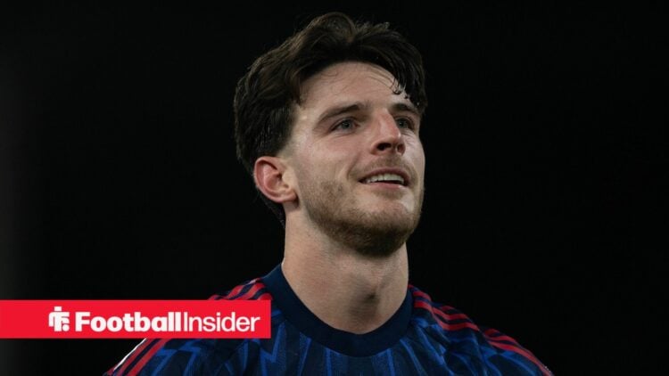 Arsenal midfielder Declan Rice smiles