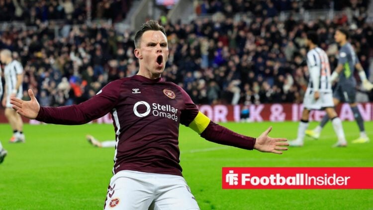 Lawrence Shankland celebrating for Hearts