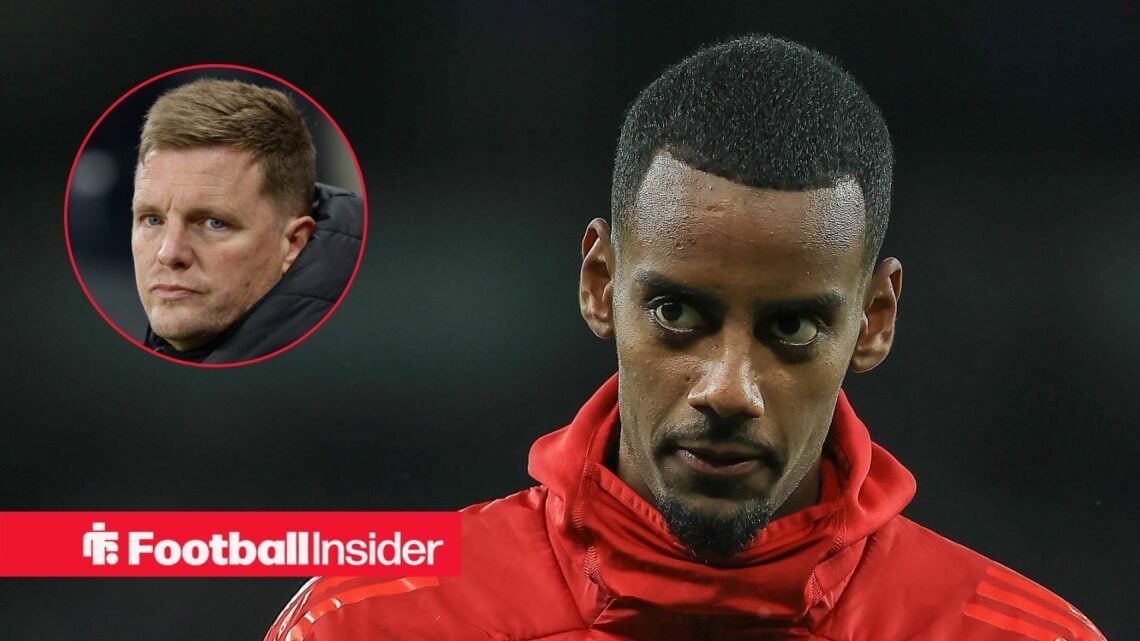 Liverpool striker Alexander Isak with Newcastle United manager Eddie Howe inset