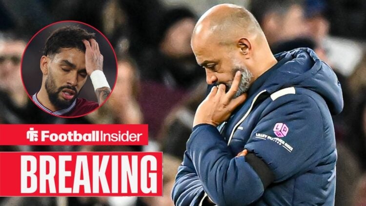 West Ham manager Nuno Espirito Santo with Lucas Paqueta inset