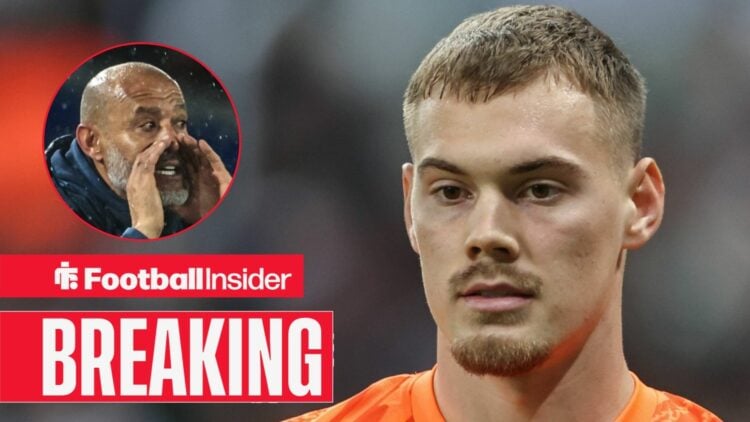 Chelsea goalkeeper Filip Jorgensen with West Ham manager Nuno Espirito Santo