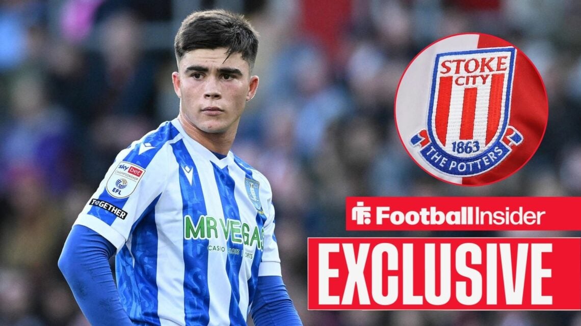 Sheffield Wednesday defender Harry Amass with Stoke City badge inset