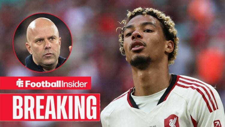 Liverpool forward Hugo Ekitike with Arne Slot inset