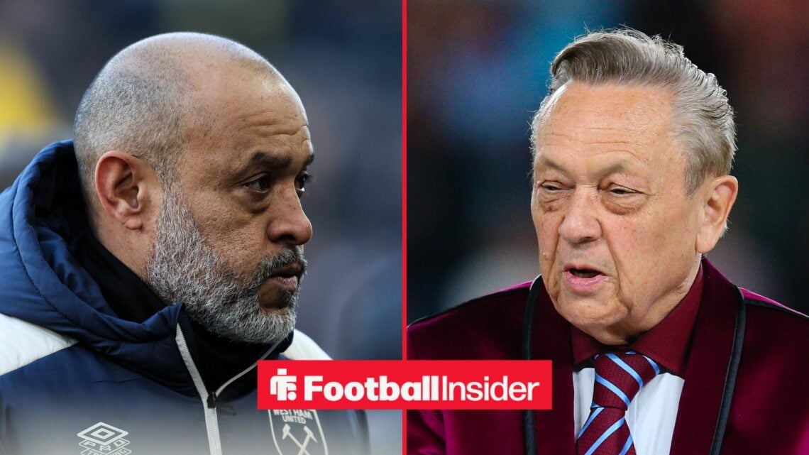 West Ham manager Nuno Espirito Santo with David Sullivan