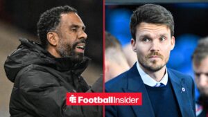 Wilfried Nancy looking at Danny Rohl on right