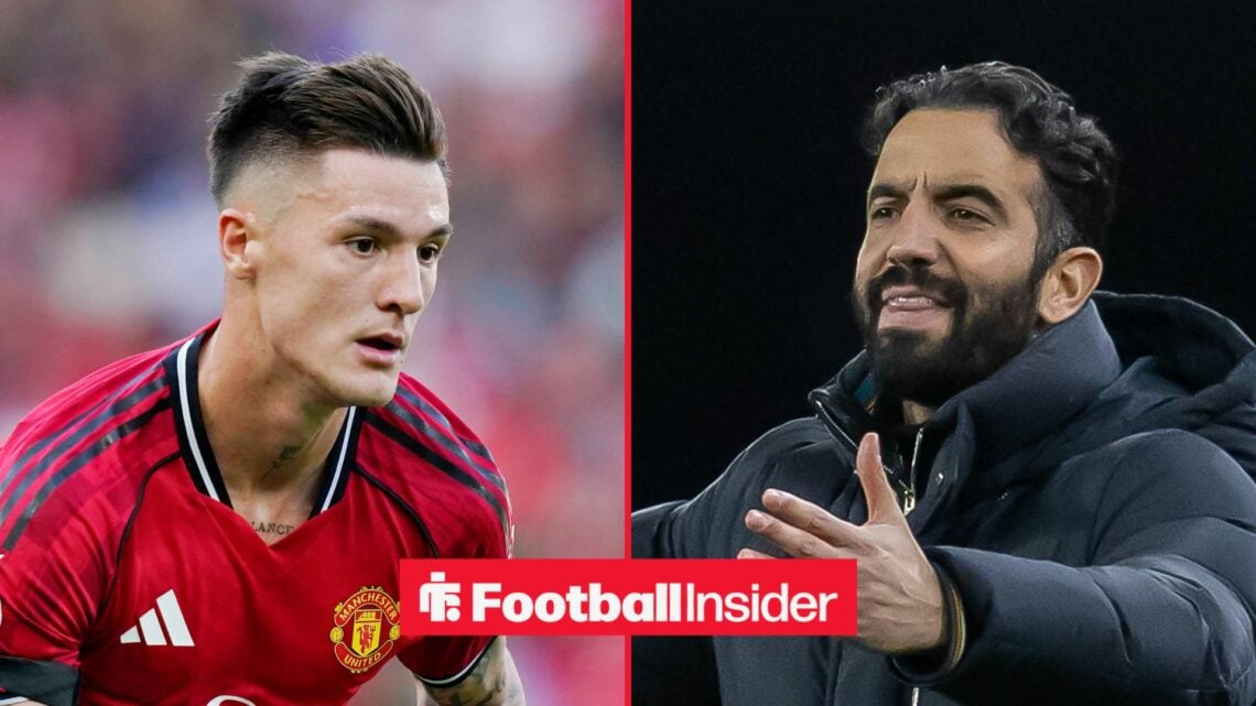 Manchester United striker Benjamin Sesko and Ruben Amorim inset