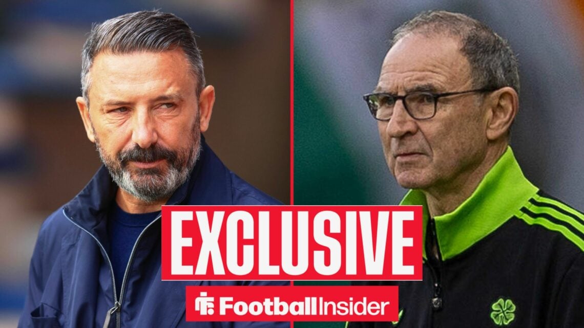 Hearts manager Derek McInnes with Celtic manager Martin O'Neill