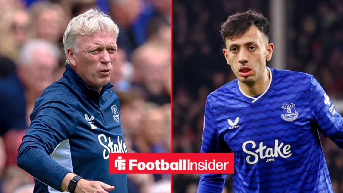 Everton manager David Moyes with Dwight McNeil