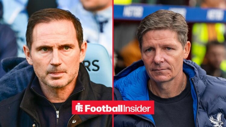 Frank Lampard looking at Oliver Glasner on right