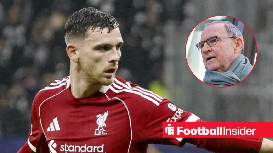 Andy Robertson in action for Liverpool. with Martin O'Neill in a circular inset