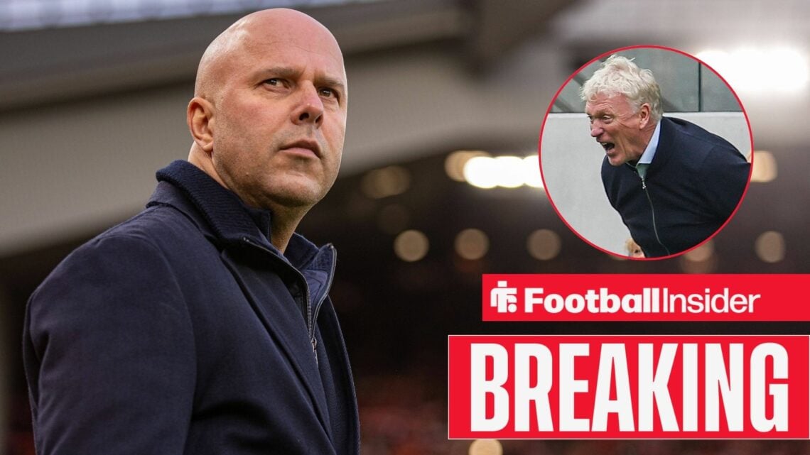 Arne Slot at Anfield, David Moyes in a circular inset