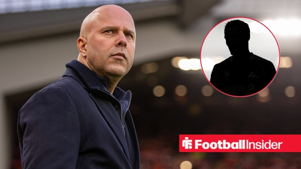 Arne Slot at Anfield, Florian Wirtz's silhouette in a circular inset