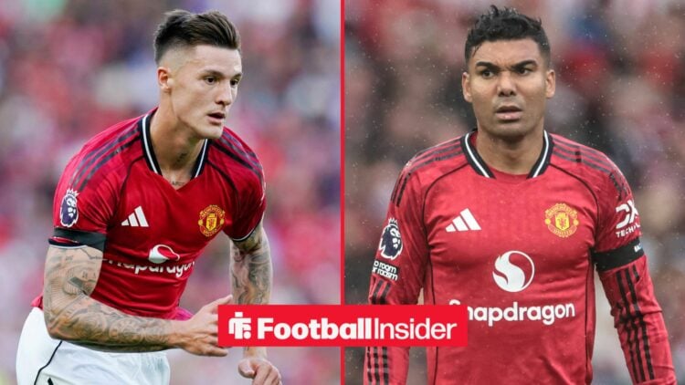 Benjamin Sesko and Casemiro side-by-side