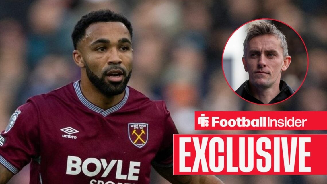 Callum Wilson in action for West Ham, with Kieran McKenna in a circular inset