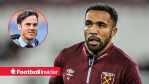 Callum Wilson in action for West Ham, with Scott Parker in a circular inset