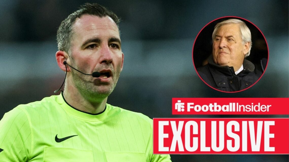 Chris Kavanagh as referee, Keith Hackett in a circular inset