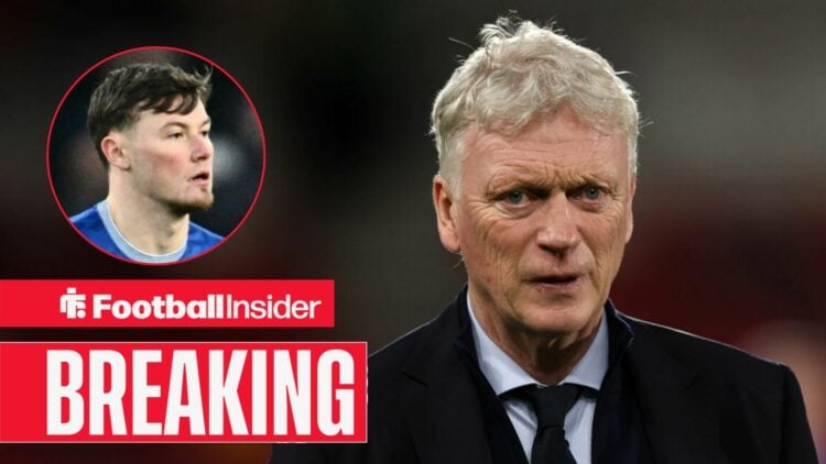 David Moyes on the sidelines at Everton, with Nathan Patterson in a circular inset