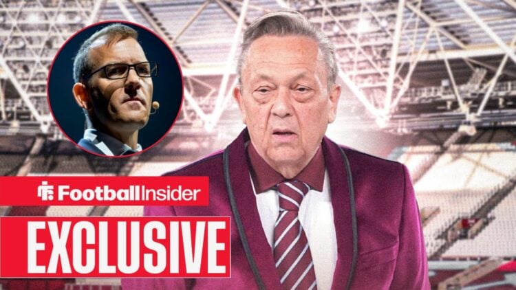 David Sullivan at the London Stadium with Daniel Kretinsky included in a circular inset