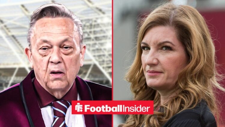 David Sullivan at the London Stadium alongside Karren Brady looking concerned