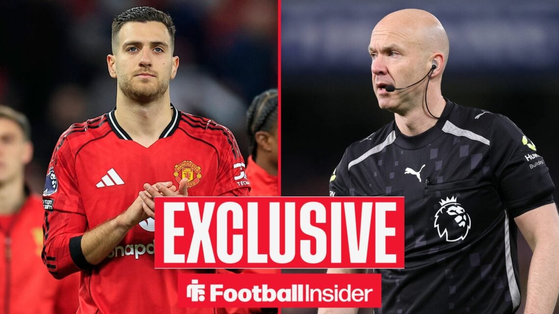 Diogo Dalot and Anthony Taylor side-by-side